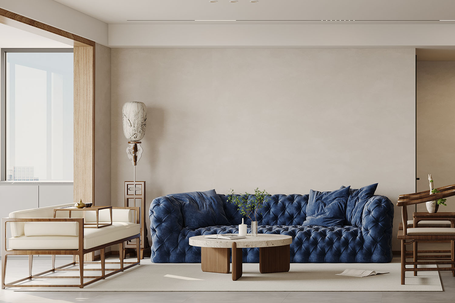 萬科翡翠國際140㎡現(xiàn)代中式混搭