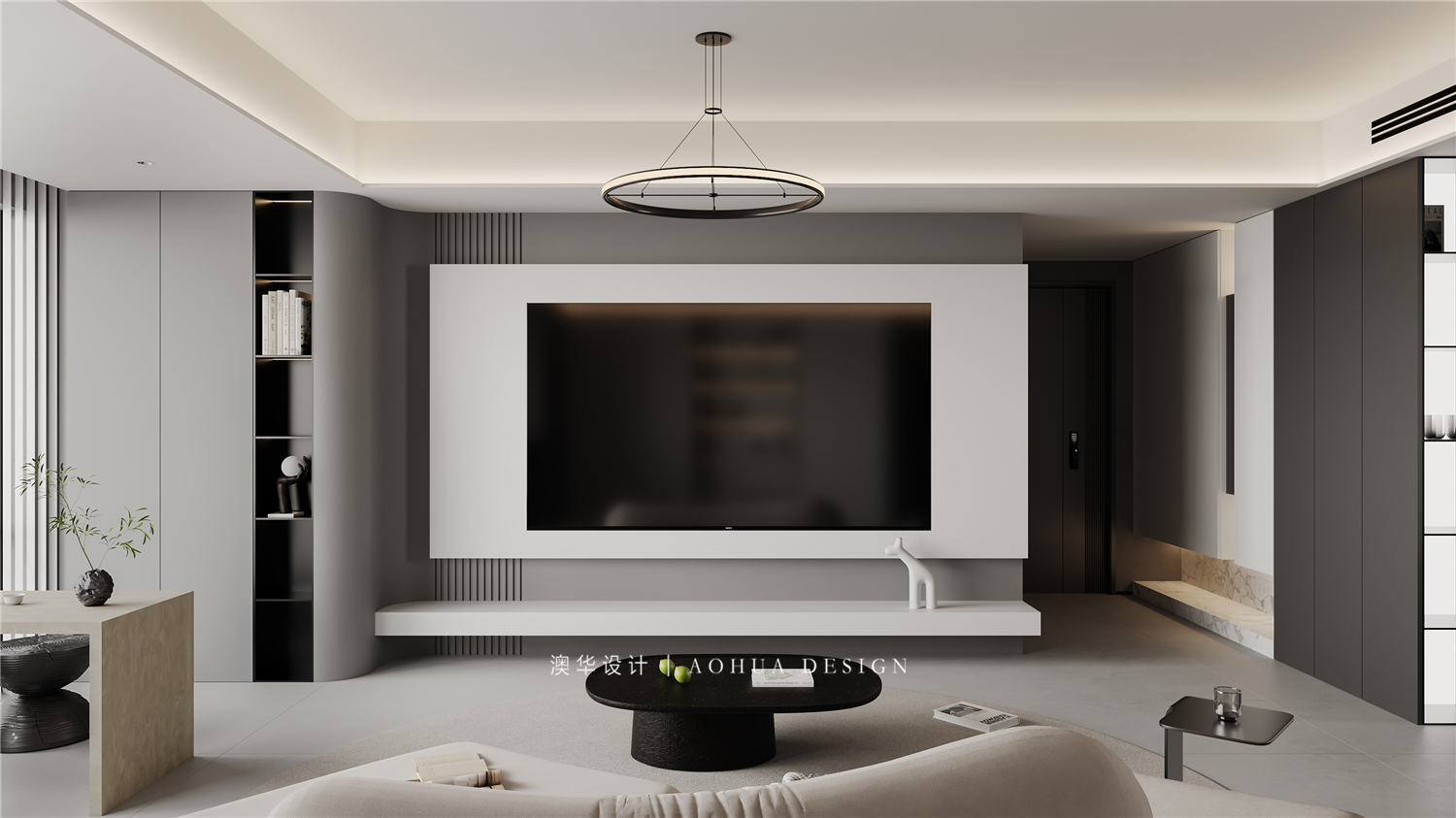 華發(fā)都薈天地裝修,現代黑白灰