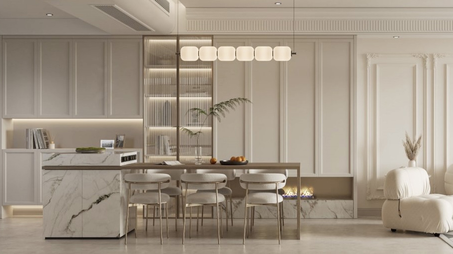 華僑城歡樂天際裝修,法式輕奢風格