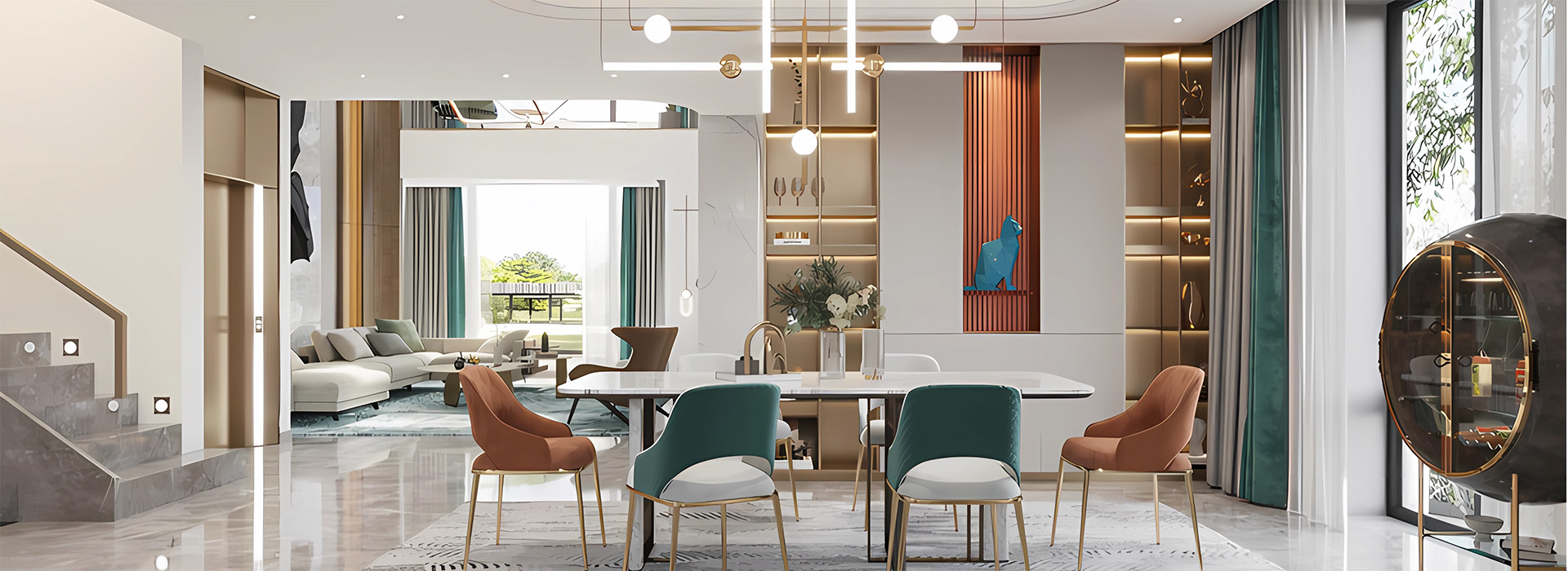 綠地美湖別墅裝修,輕奢風格裝修