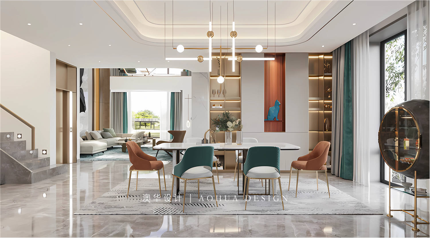 綠地美湖別墅裝修,輕奢風格裝修